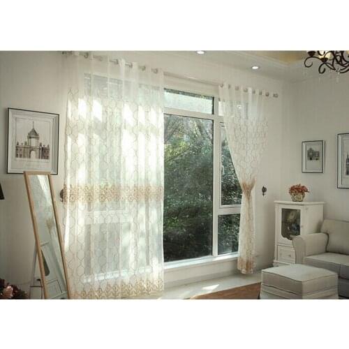European Embroidered Voile Curtains Bedroom Sheer Curtains for Living Room Tulle Window Curtains/Panels Window Screening