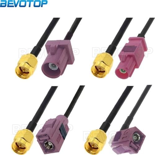 Violet RAL4003 Fakra H Male Male to SMA Male Plug 50Ohm RG174 Cable Adapter Car Antenna Extension Cord RF Coaxial Pigtail Jumper
