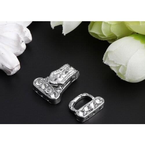 K3ND 5Pcs/Set 24x14mm Magnetic Jewelry Clasps 3 Strand Rhinestone Jewelry Accessories