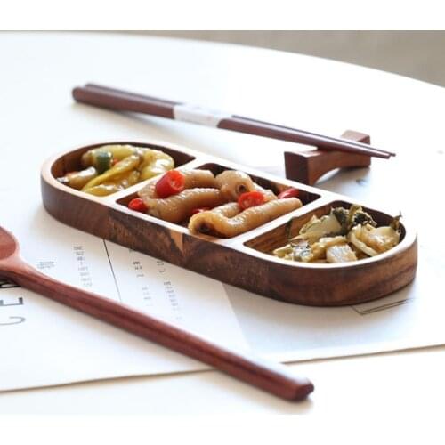 Creative Vintage Wooden Seasoning Sauce Dish Home Oval Sauce Vinegar Dish Snack Dishware