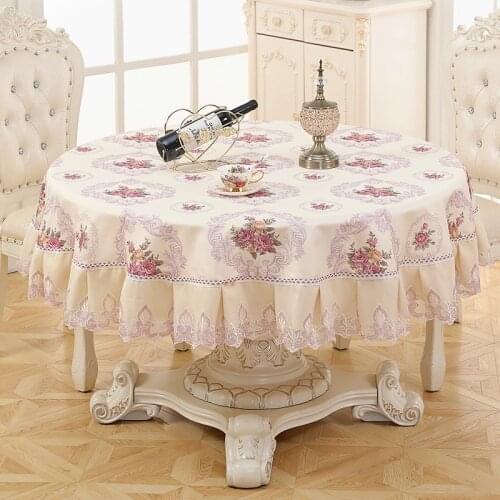 New European Style Round Table Cloth Floral Embroidered Tablecloth Wedding Praty Banquet Table Cover Tea Coffee Table Cover