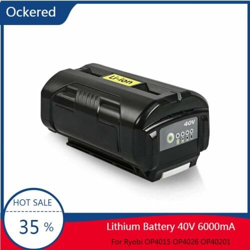 Ockered 40V 6000mAh Power Tool Battery Lithium Battery Compatible for Ryobi OP4015 OP4026 OP40201 OP40261 OP4030 OP40301 OP4040