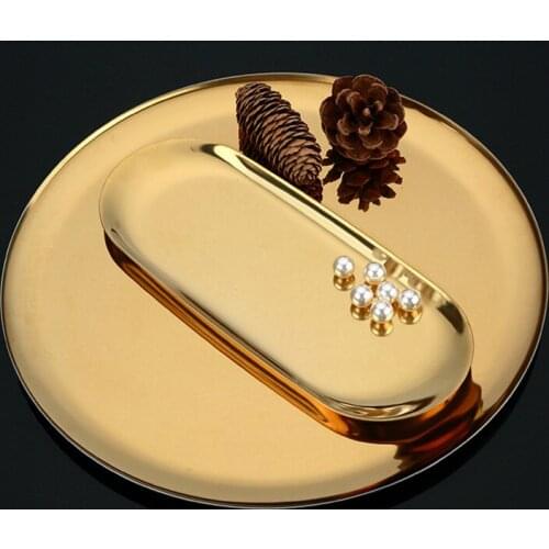 Metal oval storage tray Afternoon tea dessert tray Jewelry home storage trays