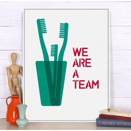 Minimalist Canvas Painting Motivational Poster We Are A Team Quotes Wall Pictures Home Decor For Bathroom Kids Room