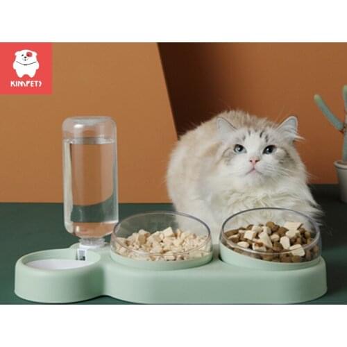 KIMPETS Cats Bowl Feeding Double Bottle Neck Protection Anti-overturn Re-fill Automatic Dogs Bowl Pets Bottles