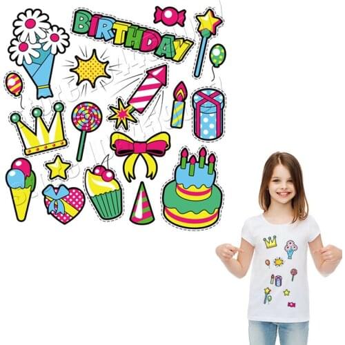 Birthday Sticker On Clothing Decorations Thermal Transfer Household Applique On Clothing Patches Coloful Patches For Children