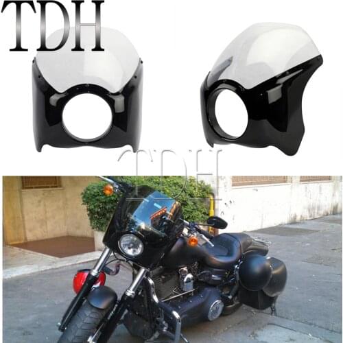 Motorcycle Headlight Fairing Mask 5.75" Headlamp Windscreen For Harley Dyna Sportster Custom Glide Dyna Road King Black Smoke