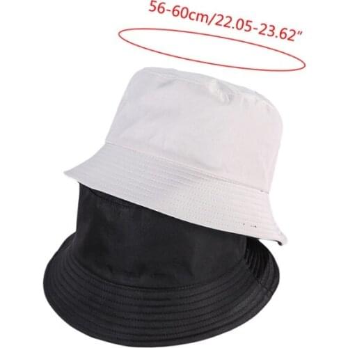 Unisex Simple Solid Color Bucket Hat Reversible Sunscreen Hip Hop Fisherman Cap D08E