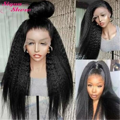 30 Inch Brazilian Kinky Straight Lace Front Wig 250 Density Lace Wig 360 Lace Frontal Wig Glueless Lace Front Human Hair Wigs