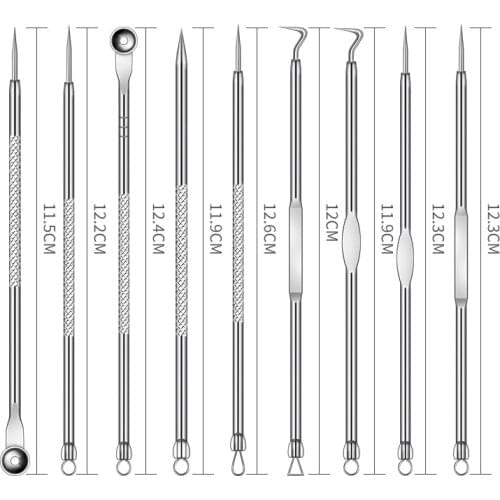 Acne Blackhead Remover Needle Tools Set Blackhead Tweezer Pimple Extractor Stainless Steel Blackspot Removal Skin Care Tool