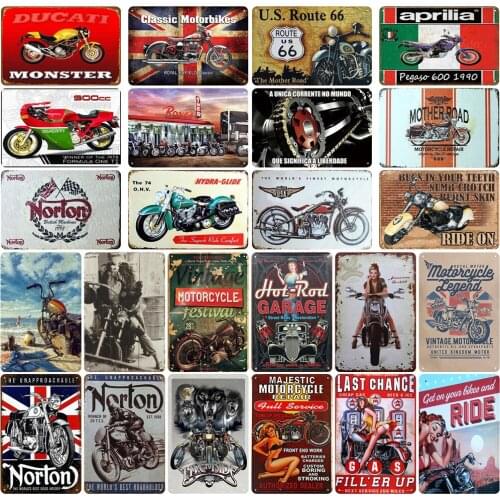 Get on Your Likes and Ride Vintage Metal Poster Classic Motorcycle Festival Hot-rod for Shabby Chic Style Garage Bar Decoration