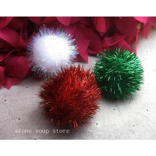 6pcs Colorful Glitzy Tinsel Sprayed Pompoms Big Fluffy Plush Soft balls DIY decor Clothing accessories Cat Toys 6/8cm