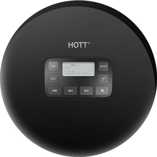 HOTT Portable CD Player With LCD Headphone Jack Anti-Slip Shockproof Protection Compact Music Disc Walkman Player CD611