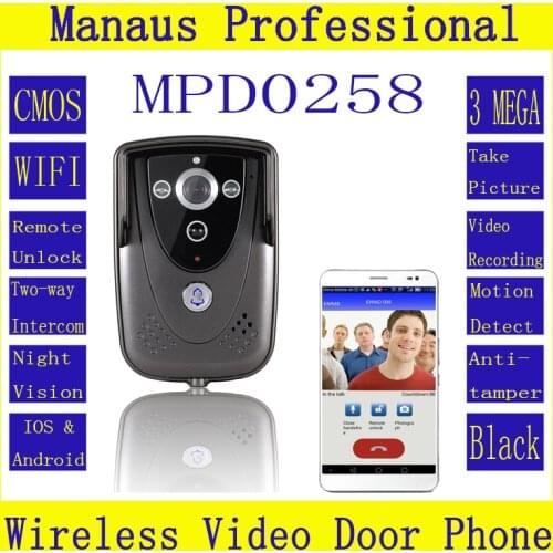Professional Smart Home Black HD 720P Wifi Wireless Video Door Phone Doorbell Intercom With GSM waterproof IP55 function D258a