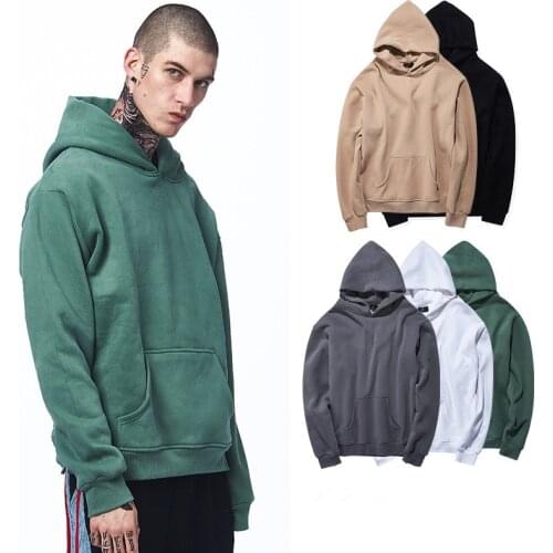 Euramerican men s fleece loose long sleeve pullover sweatershirt spring autumn solid color casual cashmere hooded sweater tops