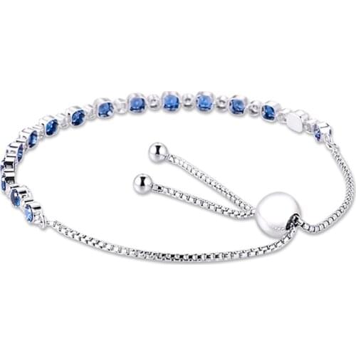 QANDOCCI Silver 925 Jewelry Sparkling Slider Bracelet For Women Gift Sterling Silver Original Bracelet