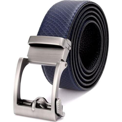 Mens Leather Ratchet Dress Belt- Length Is Adjustable Designer Belts Men Automatic Buckle Belt NEW Leather Belts for Men