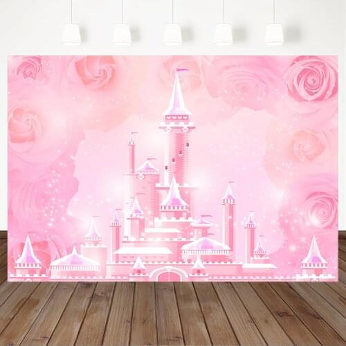 Pink Dream Castle Baby Shower Backdrop Girl Flower Wall Birthday Photography Background Cake Tble Decoration Banner Backdrops