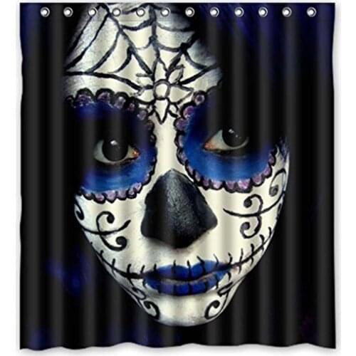Sugar Skull Polyester Bathroom Shower Curtain 3D Portrait Waterproof Polyester Fabric Curtain Bathing Comfortable For Life