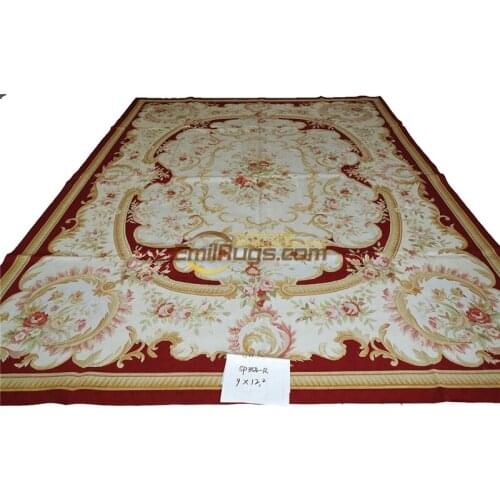 Wool aubusson rugs Woven Antique Decor Antique Elegant Floral Antique Handknotted