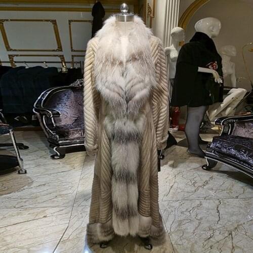 2020 fashion Pearl style fur coat imported mink fur coat womens fashion fur long with winter real fur coat 14182 WINTER PALACE