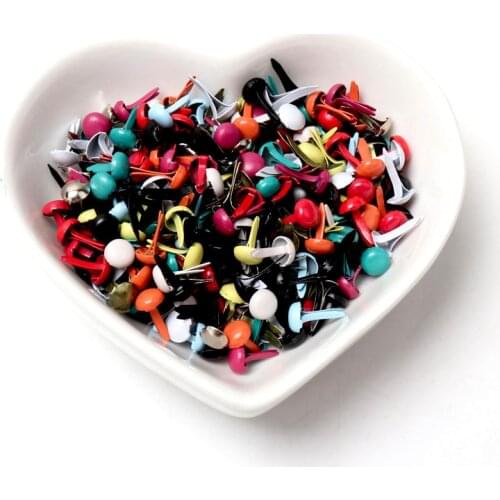 Mixed Pastel Round Brads Scrapbooking Embellishment Fastener Brads Metal Crafts For Diy shoes Decoration Spikes 5X10mm 100PCs