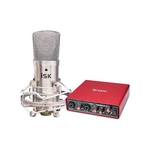 ISK BM-800 Recording Microphone with ICON Mobile U Sound card for Internet karaoke, personal recording, studio recording