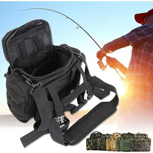 Portable Fishing Tackle Bag Pack Waist Shoulder Waterproof Box Reel Lure Gear Storage Camouflage Fishing Storage Bag Waist Pack