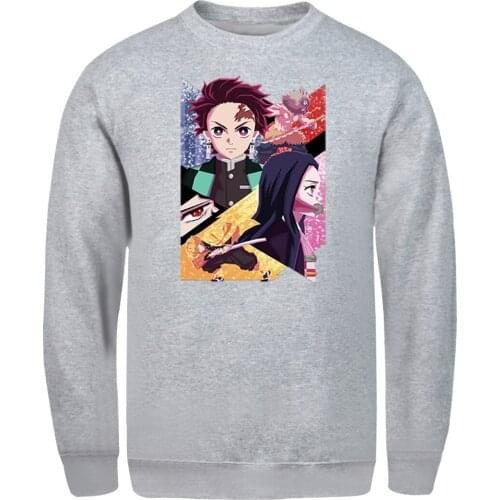 Kimetsu no Yaiba Mens Sweatshirt Long Sleeve Fleece Hoody Male Tops Leisure Man Clothing Winter Comfortable Sudaderas Masculino