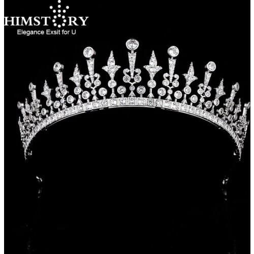 Himstory Stunning Princess Full Zircon Brides Crowns Tiaras Crystal Headpieces Wedding Hair Accessories Prom Hair Jewelry Gift