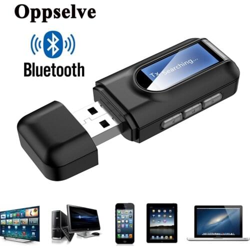 USB 5.0 2in1 Bluetooth Audio Receiver Transmitter For Car PC TV HD HiFi Audio Receptor LCD Display Adapter 3.5mm AUX Adaptador