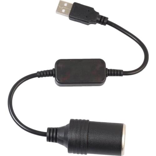 USB Male 5V To 12V Car Cigarette Lighter Female Socket Power Cord Converter Adapter Cable Automotive Electronic Equipment Charge
