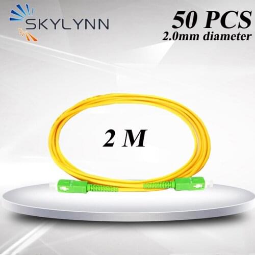 50PCS SC/APC-SC/APC SM G652D/G657A1/G657A2 Simplex Core 2.0mm 2 Meter Yellow LSZH Jacket Fiber Optic Patch Cord