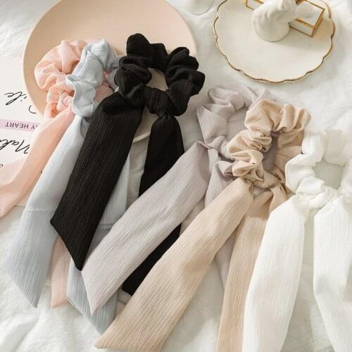 15pcs Long Ribbon Bow Scrunchies for Women Chiffon Hair Bow Knot Ponytail Holder Girls Elastic Hairband Ties