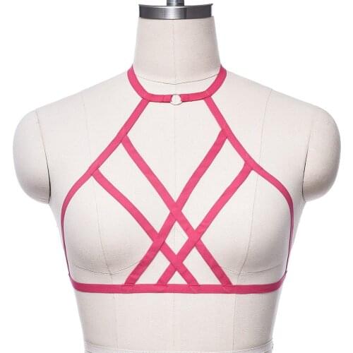 Women Fetish Body Harness Sexy Bra Soft Strap Underwear Bandage Cross Hollow Multicolor Crop Top Lingerie Harness Cage