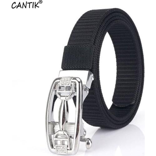 CANTIK Quality Ladies Thickened Toothless Nylon & Canvas Belts Hollowed Automatic Buckle Accessories Women 2.5cm Width CBCA290