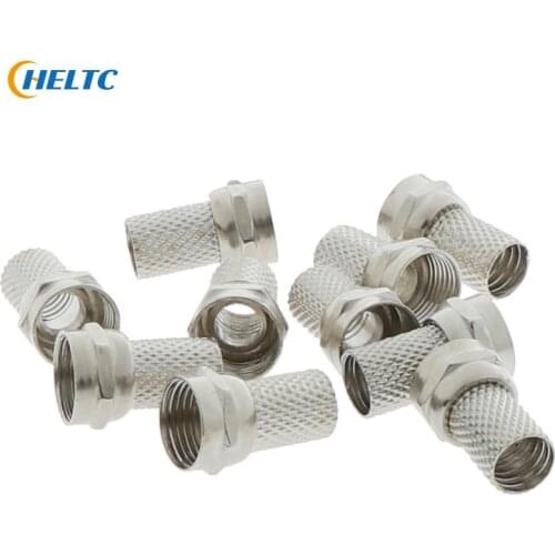 10Pcs F Connector Copper Twist On RG6 F Type Coaxial Cable Connector Plugs Connector For TV Satellite Antenna Coax Cable
