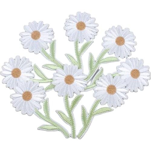 10pcs Embroidery Sunflower Patches Iron On Flower Stickers DIY Sewing Jeans Bags Shoes Coats Bagde Handmade Garments Appliques