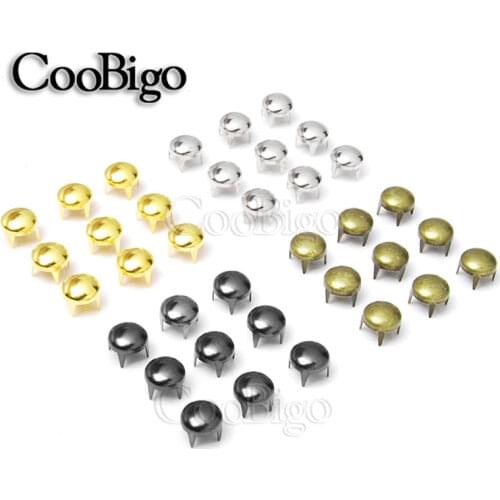 100pcs 6mm Round Dome Rivets Spike Studs Spots Nailhead Punk Rock DIY Leather Craft for Shoes Clothing Bag Parts Decoration