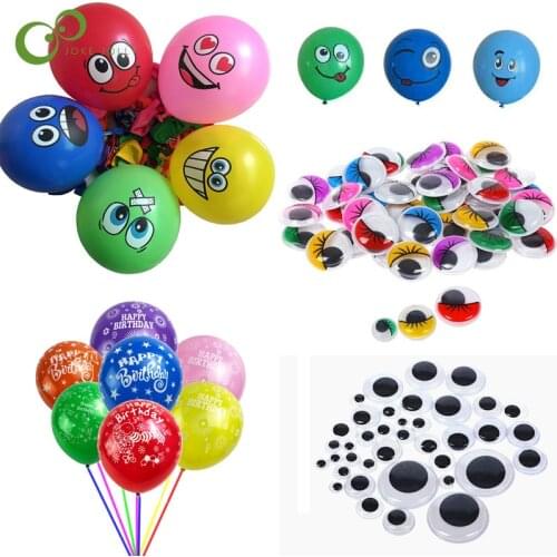 100pcs 12inch Cartoon Pattern Smiley Expression Happy Birthday Latex Balloon Children Handmade Material Eye Accessories DDJ
