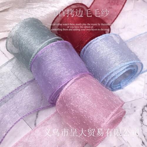 5yards Plush Solid Color Organza Stain Ribbon for DIY Craft Gift Bouquet Wrapping Hairwear Bowknot Clothing Accessories