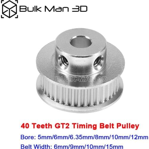 50pcs/Lot GT2 Timing Pulley 40 Teeth Aluminum Wheel Bore 5/6.35/8mm Synchronous Wheel for GT2 Belt Width 6mm 3D Printer Parts