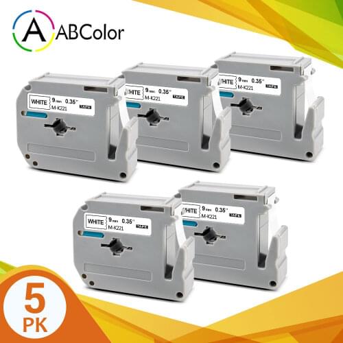 5PK 9mm MK-221 Tape For Brother MK-221 mk221 M-K221 Label Tape Black on White Printer Ribbon For Brother P touch Label Maker