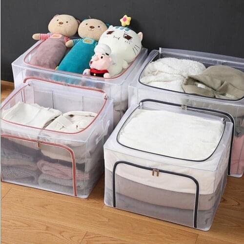 80% Hot Sales!!! Clothes Storage Box Dormitory Organizer Transparent Stackable Storage Container Toy storage Box