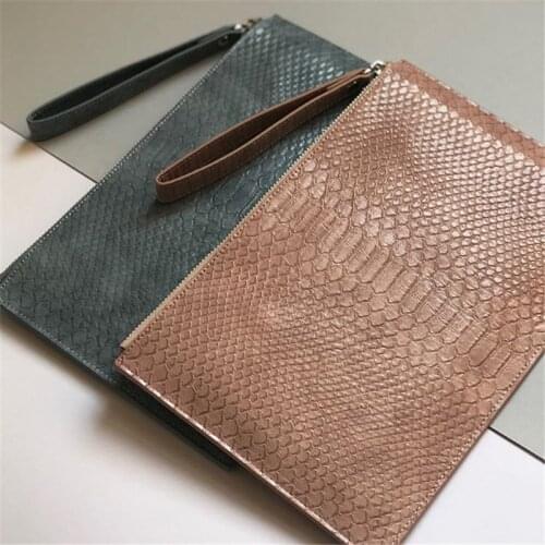 Alirattan New Envelope Bag for Women Daily Makeup Clutch Python Leather Soft Pouch Casual Wallet Hot Selling Banquet Clutch
