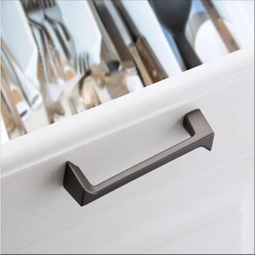 American Design Black Furniture Handle 96mm Square Drawer Knob 192mm Fashion Handle Pull Matte