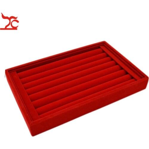 Velvet Jewelry Box Organizer Ring Stud Slot Bar Tray Chain Earring Cufflink Holder Accessorie Bague Bijoux Jewelry Display Box
