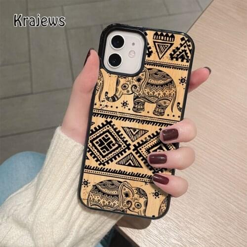 Krajews Elephant pattern coque Phone Case for iPhone 12 mini 5 6S 7 8 PLUS X XS XR 11 PRO MAX SE 2020 Back Cover Funda Shell
