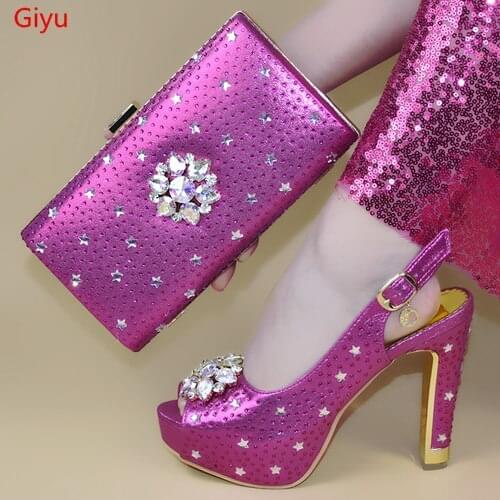 Doershow nice looking Shoes And Bag Set New 2019 Women Shoes And Bag Set In Italy Italian Shoes with Matching Bags Set!STW1-4