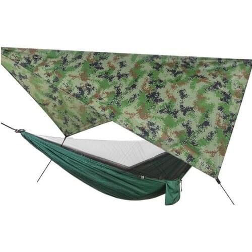 290x140cm Camping Hammock With Mosquito Net With 310cm Tarp Sun Shelter Tent Waterproof Beach Tent Shade